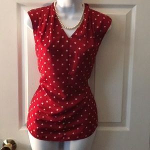 Lord & Taylor Red & White Blouse